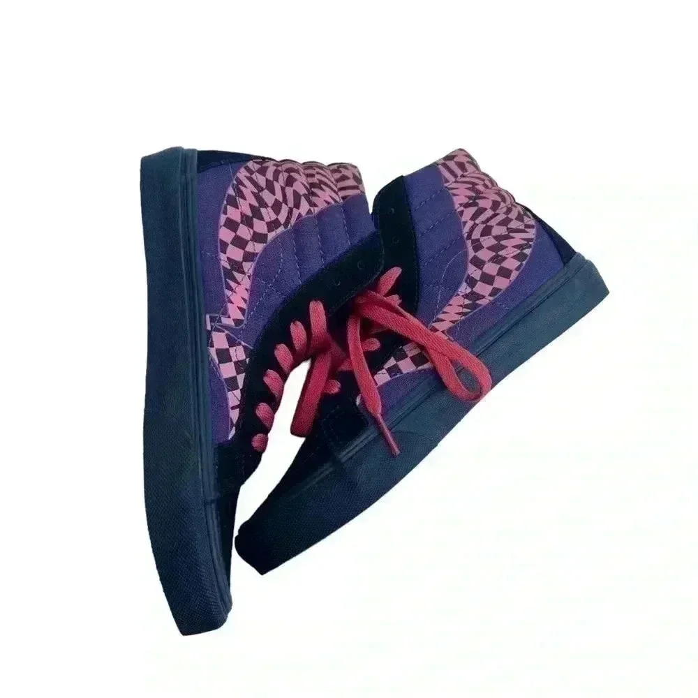 VANS SK8-HI REISSUE WARP BLACK/PAPRIKA/PURPLE SHOES SIZE MENS 6/WNS 7.5 LIKE NEW